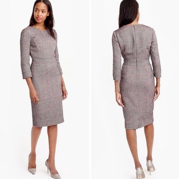 J. Crew White Wool Boucle Tweed Dress. 4P - Picture 6 of 6